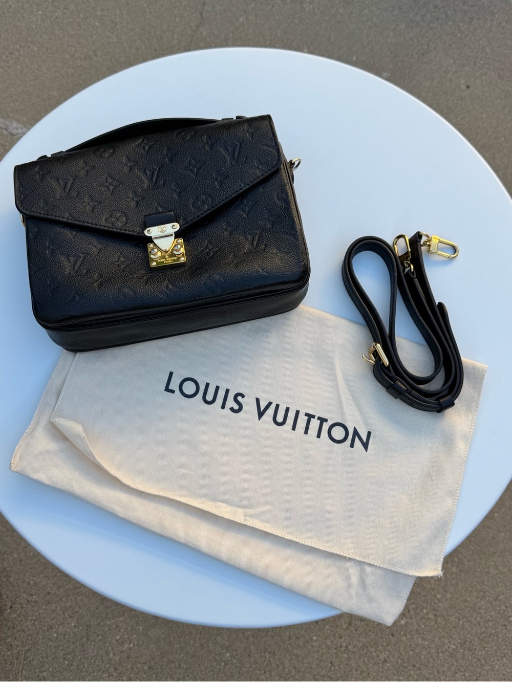 Louis Vuitton Black Monogram Empreinte Pochette with Gold Hardware - Picture 2 of 15